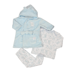 G23030: Baby Sky Elephant Plush Dressing Gown & Pyjama Set (3-12 Months)